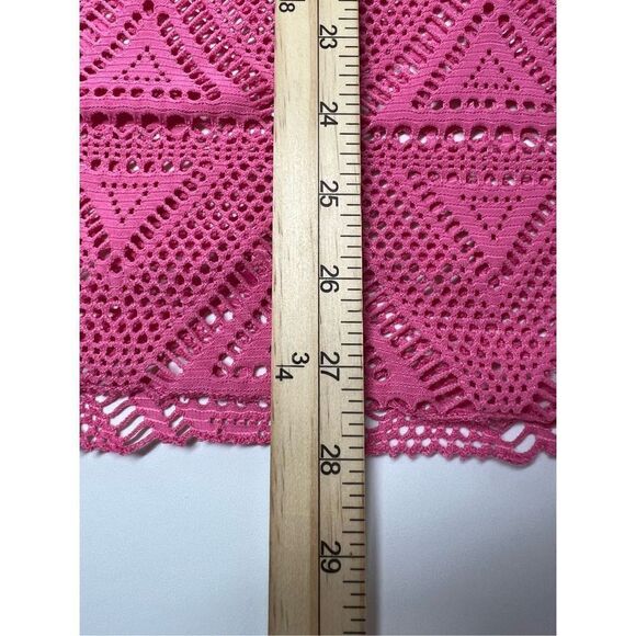 Del Mar Boho Lace Tunic Pink V neck Cap sleeve Size M - Picture 6 of 9